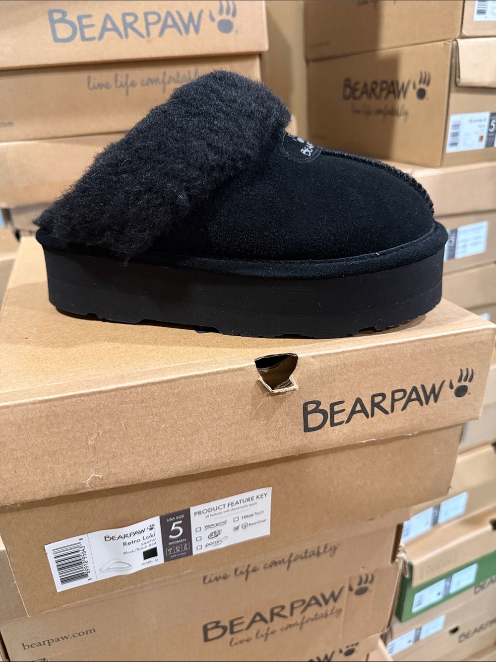 Bearpaw Retro Loki black platform slippers